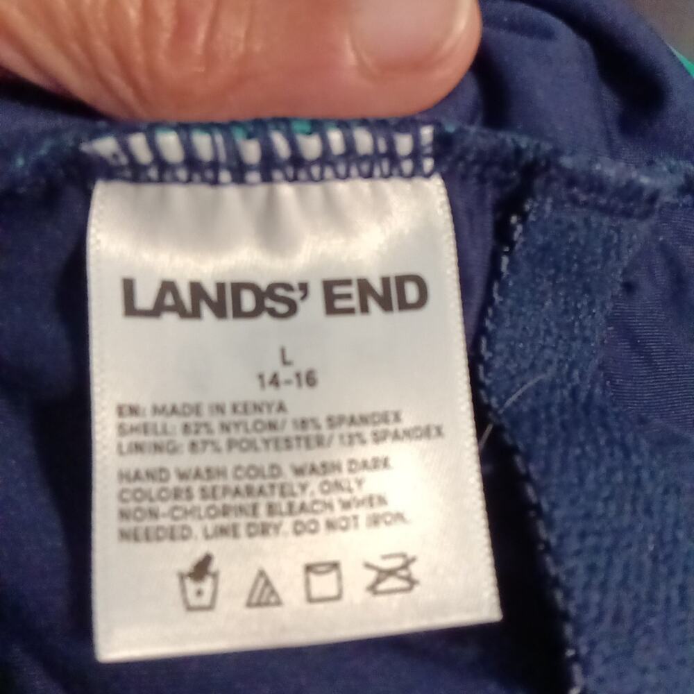 Lands End One Piece Swimsuit Sz.Lg. Blue/Green Beach Summer Vacation - Picture 2 of 5